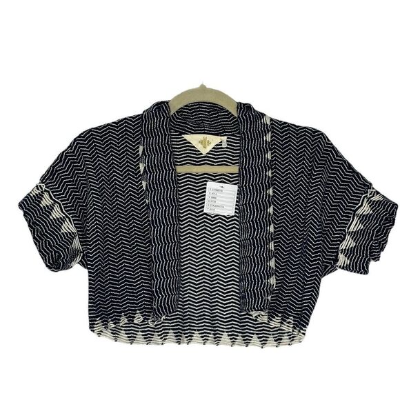 Anthropologie  Blue and White Crochet Cropped Sweater | Size S/M - Picture 1 of 6